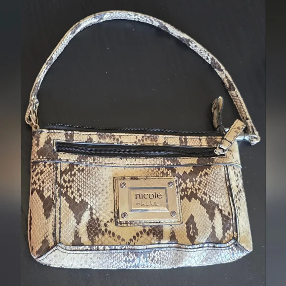 Nicole Lee Tan Snake Print Women's Bag - Picture 1 of 4